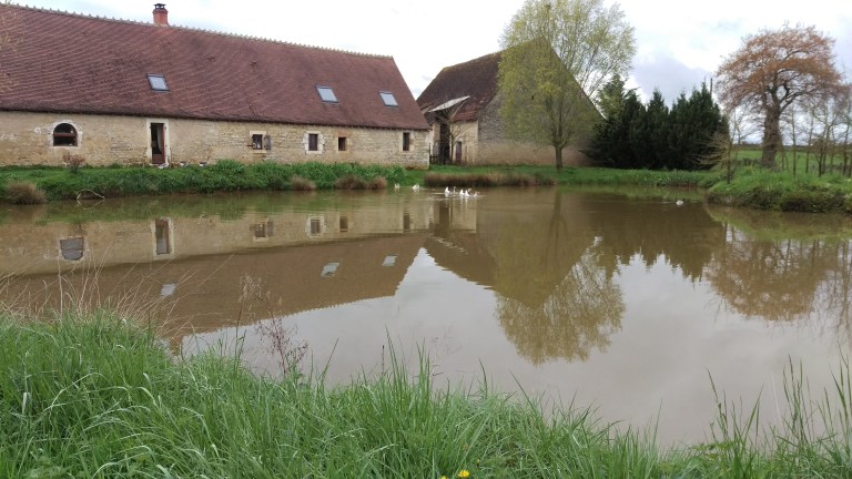 Teich am Bauernhaus, Das ist die Rückseite des bewohnten Hauses!