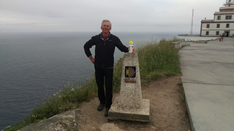 Kilometer 0,000 ich mit meiner Wasserflasche 